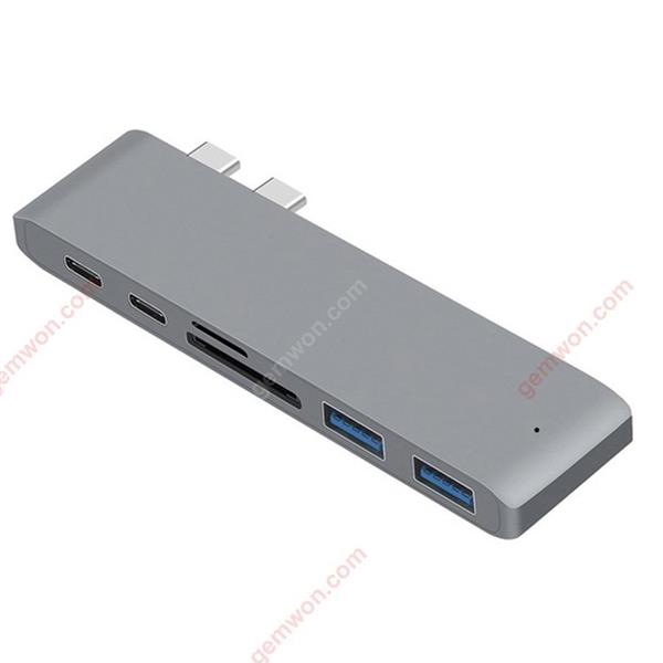 Dual type-c hub hub + card reader + PD charging 4K HD macbook converter (gray) Audio & Video Converter PB-9634