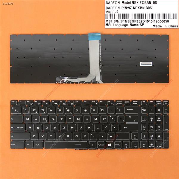MSI GE63 7RD BLACK (Full Colorful Backlit,Without FRAME,WIN8) SP N/A Laptop Keyboard (OEM-B)