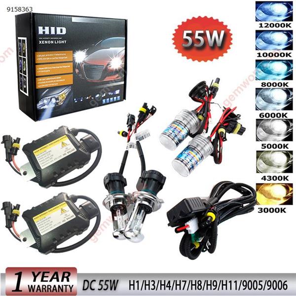 55W 12V Xenon Light Bulb Car Headlight  9004/HB1  6000k HID Slim Ballast Xenon Headlamp Kit Auto Replacement Parts 9004/HB1