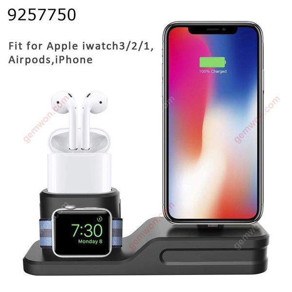 3 in 1 Charging Dock Holder for Apple Watch Airpods for iPhone X 7 iPhone 8 6 6s 5s Charger Dock Station for Apple Watch 1 2 3 (black) Mobile Phone Mounts & Stands 001