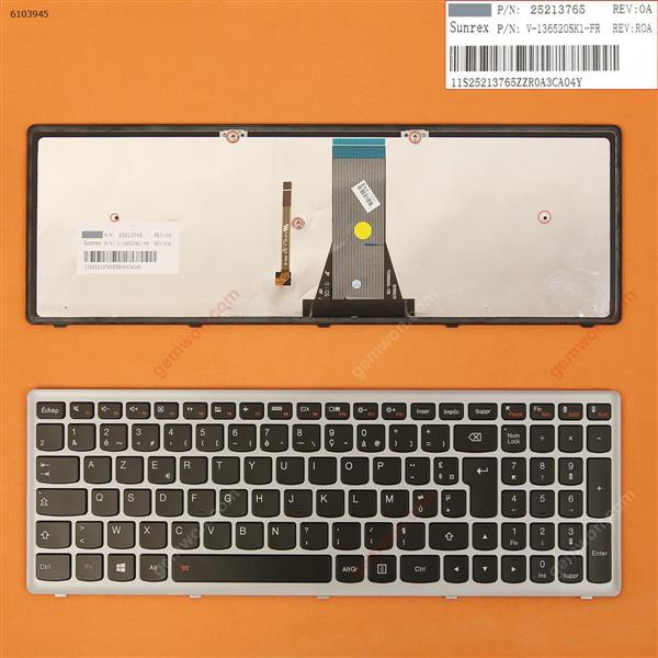 LENOVO G500S S500 flex 15 SILVER FRAME BLACK Backlit (For Win8) FR V-136520SK1-FR Laptop Keyboard (OEM-B)