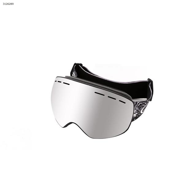 Large spherical double-layer anti-fog ski goggles goggles myopia professional ski equipment (black frame + mercury) Glasses WD-XN