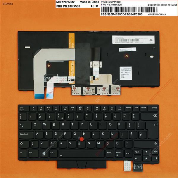 ThinkPad T470 BLACK FRAME BLACK (Backlit,For Win8) UK SN20P41853 Laptop Keyboard (OEM-B)