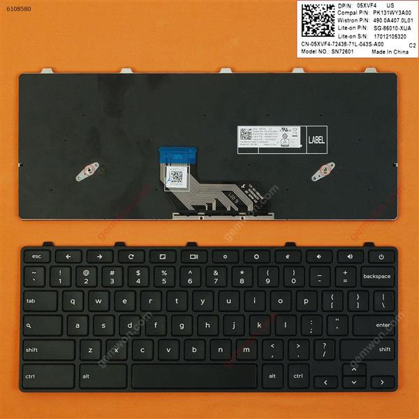 Dell Chromebook 11 3180 3189 BLACK FRAME BLACK US N/A Laptop Keyboard (OEM-B)