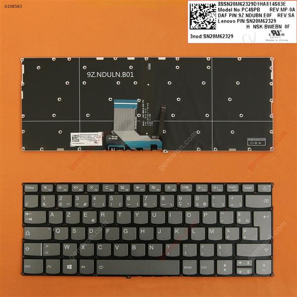 Lenovo IdeaPad 720s-14ikb 720s-14ikb GRAY (Backlit,Without FRAME,WIN8) FR 9Z.NDVBN.E0F Laptop Keyboard (OEM-B)