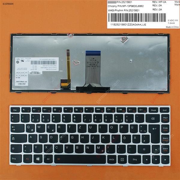 LENOVO G40-70 Flex 2 14 SILVER FRAME BLACK(Backlit For Win8) GR N/A Laptop Keyboard (OEM-B)