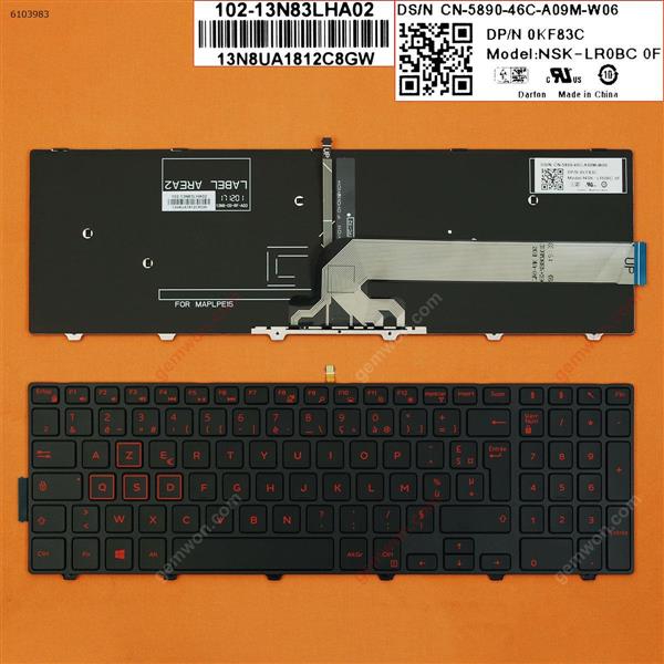 DELL Inspiron Gaming 15-7559 BLACK FRAME BLACK (Red Backlit,Red Printing,Win8) FR N/A Laptop Keyboard (OEM-B)