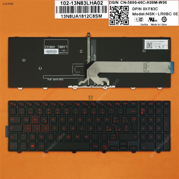 DELL Inspiron Gaming 15-7559 BLACK FRAME BLACK (Red Backlit,Red Printing,Win8) IT N/A Laptop Keyboard (OEM-B)