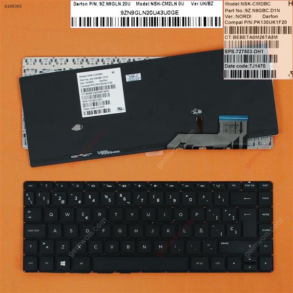 HP ENVY 14-K BLACK (Backlit ,Without FRAME,Win8) SP N/A Laptop Keyboard (OEM-B)