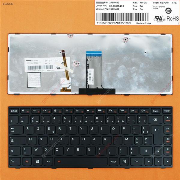 LENOVO G40-70 Flex 2 14 BLACK FRAME BLACK(Backlit,For Win8) FR N/A Laptop Keyboard (OEM-B)