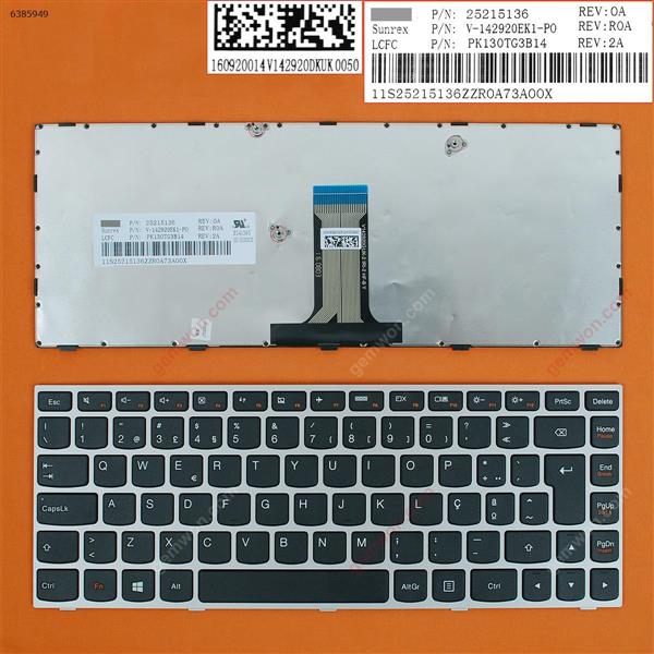LENOVO G40-70 Flex 2 14 SILVER FRAME BLACK  WIN8 PO 25215136PK130TG3B14 Laptop Keyboard (OEM-B)