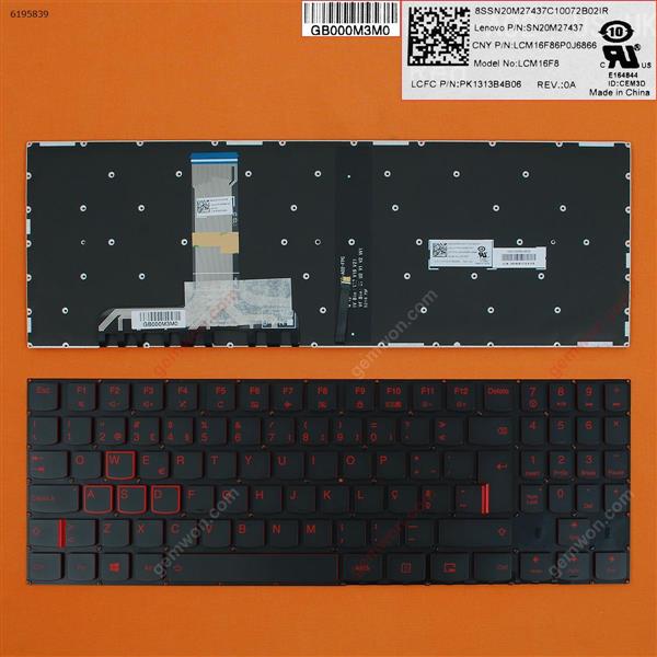 Lenovo Legion Y520 Y520-15IKB R720 R720-15IKB BLACK(Red Backlit,Red Printing,Win8) PO N/A Laptop Keyboard (OEM-B)