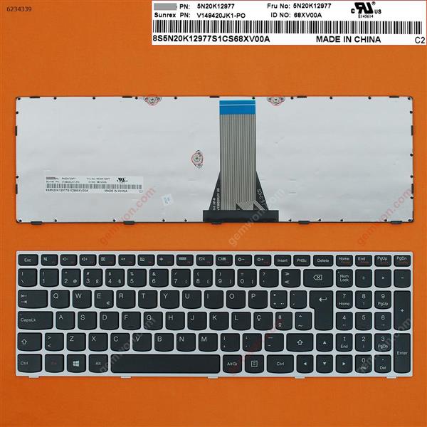LENOVO G50-70 SILVER FRAME BLACK WIN8 PO 25215256V-136520WK1 Laptop Keyboard (OEM-B)