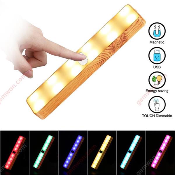 Colorful Wood Grain Night Light Bar, Touch Charging Wall Lamp, Magnetic Wall Lights For Cabinet Outdoor Camping Tent Wardrobe(3W) LED String Light M2
