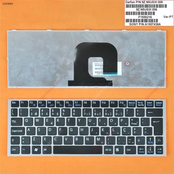 SONY VPC-YA VPC-YB SILVER FRAME BLACK PO 9Z.N5USW.006 Laptop Keyboard (OEM-B)