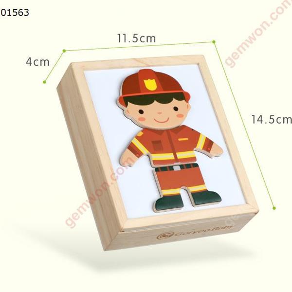 Baby Wooden Changing Clothes Magnetic Blocks Kids Cartoon Figure Dress Up Puzzle Sets Educational Toys Occupation Changing Clothes Puzzle Toys N/A