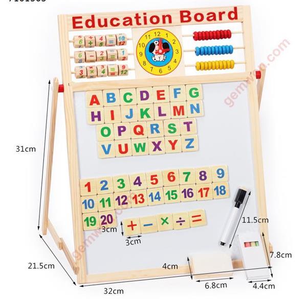 Magnetic Wooden Double Side Drawing Writing Board with Stand Puzzle Game Toy Set Multifunctional Preschool Teaching Toys for Kids Puzzle Toys MZ0021