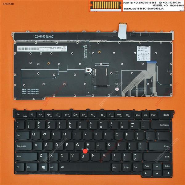 Lenovo ThinkPad Carbon X1 Carbon 3rd 2015 BLACK WIN8 Backlit （With cable folded） US N/A Laptop Keyboard (OEM-B)