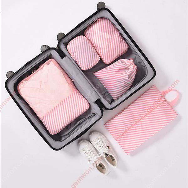5 pieces waterproof travel storage bag large capacity cube luggage storage bag(Pink Stripes) Personal Care  N/A