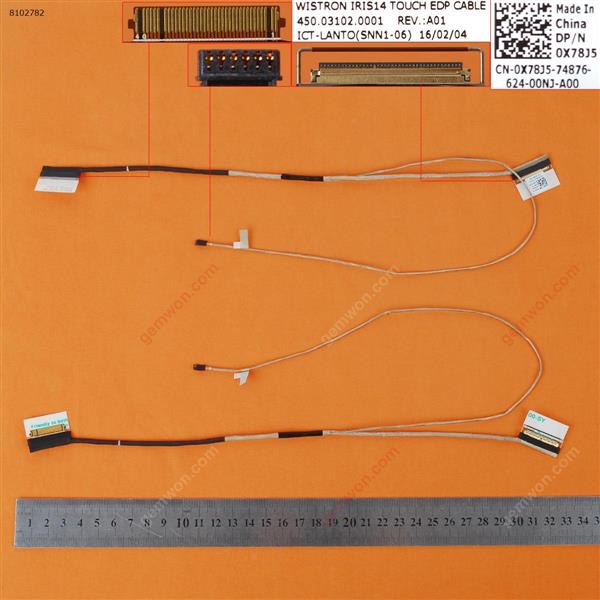 DELL 3541 3542 3543 3549 7542 15 3000 LED，With Touch，OEM LCD/LED Cable 450.03102.0001 0X78J5