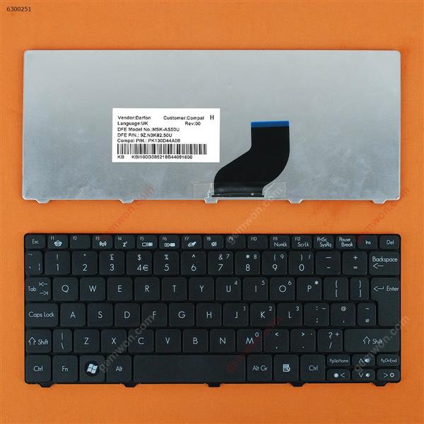 GATEWAY LT21/ACER ONE 532H 521 D255 BLACK(Version 2) UK N/A Laptop Keyboard (OEM-B)