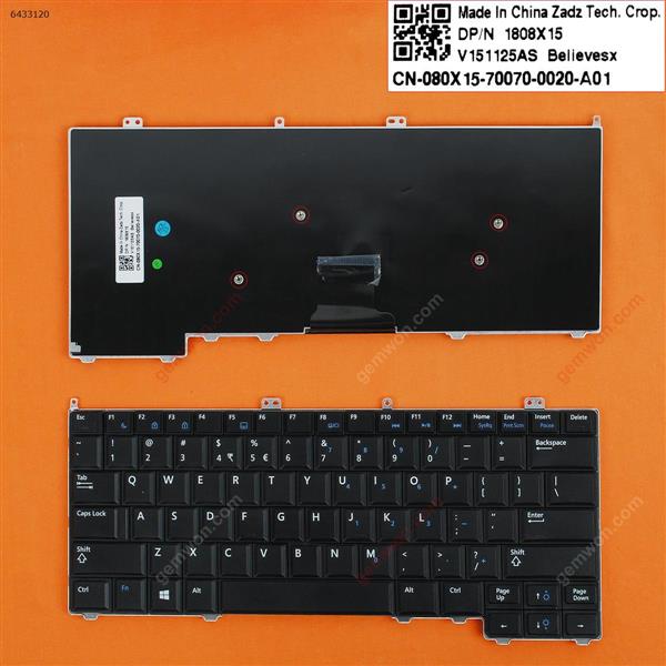 DELL Latitude E7440 E7420 E7240 BLACK (Without Point stick,WIN8) US V141025BS1 PK130VN2A10 Laptop Keyboard (OEM-B)