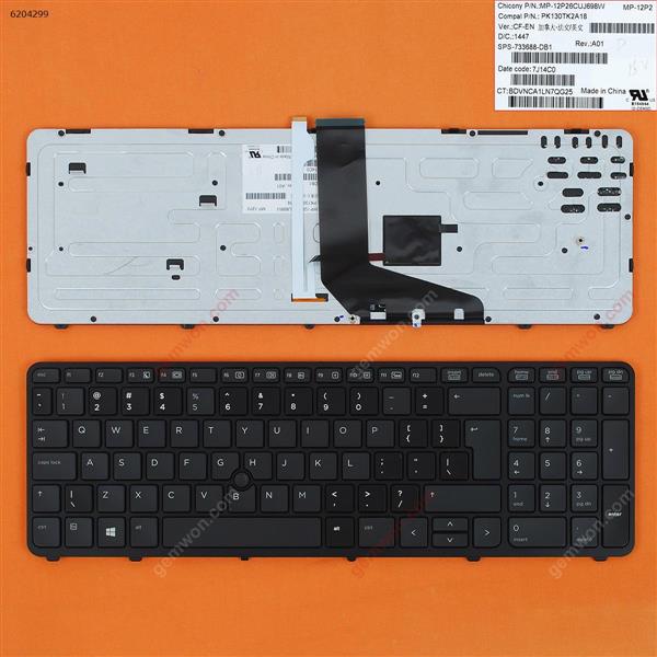 HP  ZBook 15 17 G1 G2  BLACK FRAME BLACK (With Point stick,Backlit,For Win8)Reprint UI MP-12P23USJ698W PK130TK2A00 Laptop Keyboard (Reprint)
