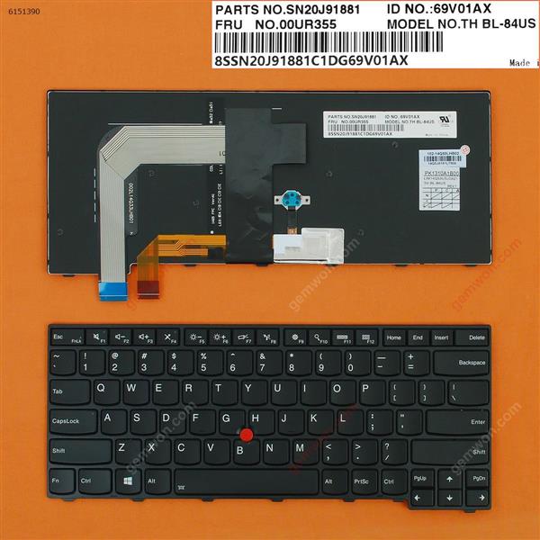 Lenovo Thinkpad T460P T470P BLACK FRAME BLACK (Backlit,For Win8) US 9Z.NCJBT.601   NSK-ZA6BT Laptop Keyboard (OEM-B)