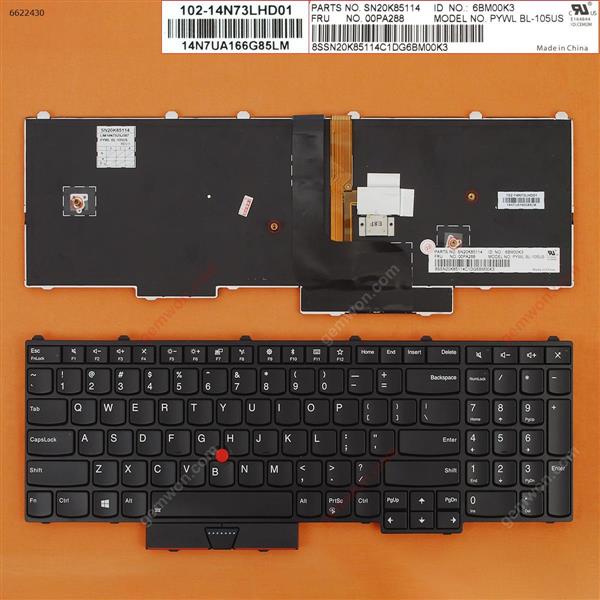 Lenovo Thinkpad P50 20EN P50 20EQ BLACK FRAME BLACK(With Point stick,Backlit,With 4 Screws, Win8 ) US N/A Laptop Keyboard (OEM-B)
