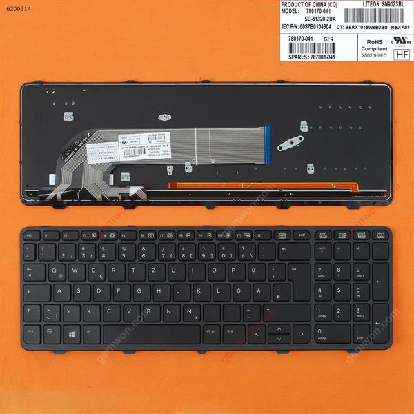 HP ProBook 450 G0 450 G1 455 G1 BLACK FRAME BLACK (Backlit,WIN8) GR V139502AS1 PK1315A2A00 Laptop Keyboard (OEM-B)