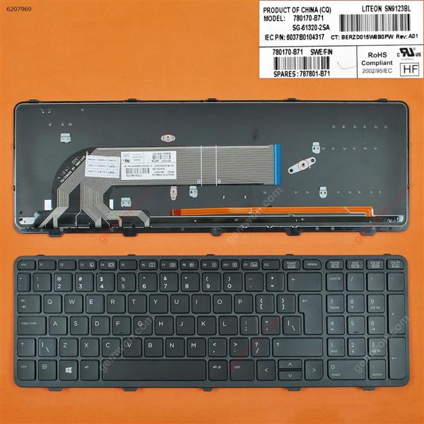 HP ProBook 450 G0 450 G1 455 G1 BLACK FRAME BLACK (Backlit,WIN8) UI V139502AS1 PK1315A2A00 Laptop Keyboard (OEM-B)
