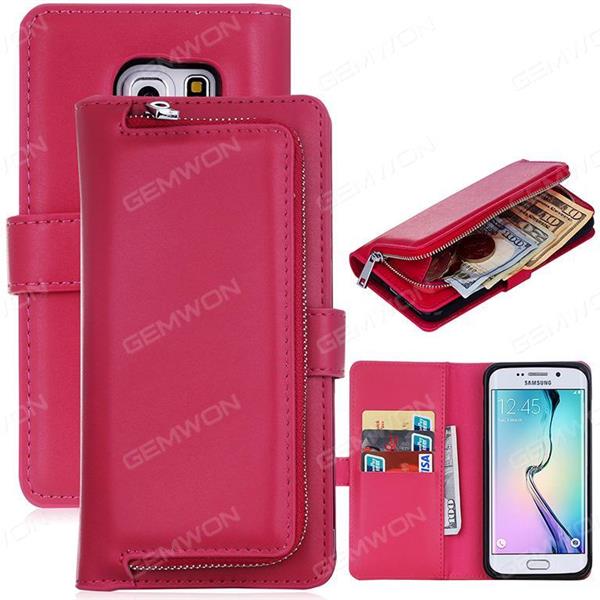 S6 Samsung holster,Plain wallet,Multifunctional combined fission case,rose Red Case S6 Samsung holster