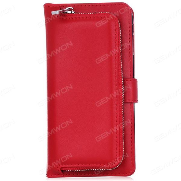 S6 edge Samsung holster,Plain wallet,Multifunctional combined fission case ,red Case S6 edge Samsung holster