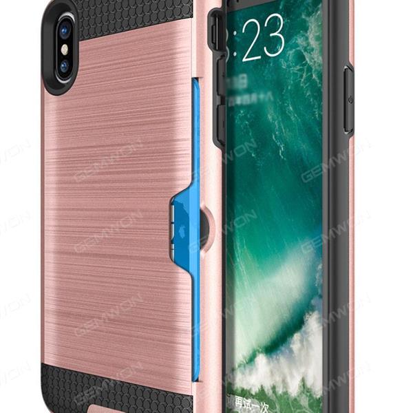 iphone7 plus TPU+PC Drawing card phone case，Combo armor bracket phone Protective shell，rose gold Case iphone7 plus TPU+PC Drawing card phone case