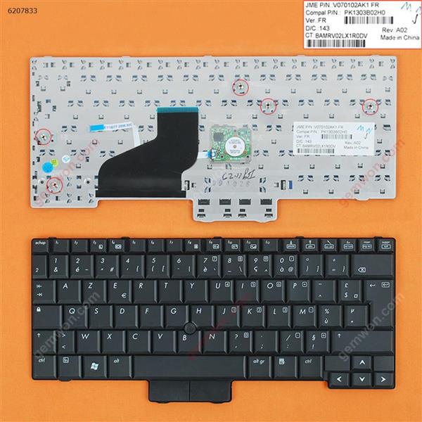 HP 2530P BLACK(Without FRAME,Without foil,With pint stick) FR N/A Laptop Keyboard (OEM-B)