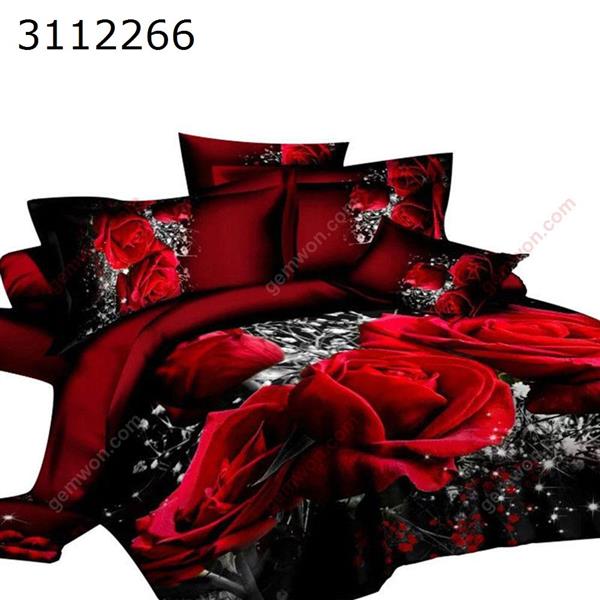 3pcs 3D Big Red Rose Floral Bedding Sets Wedding Duvet Cover Sheet Pillow Cases Bed Set Home Decoration UK-QUEEN