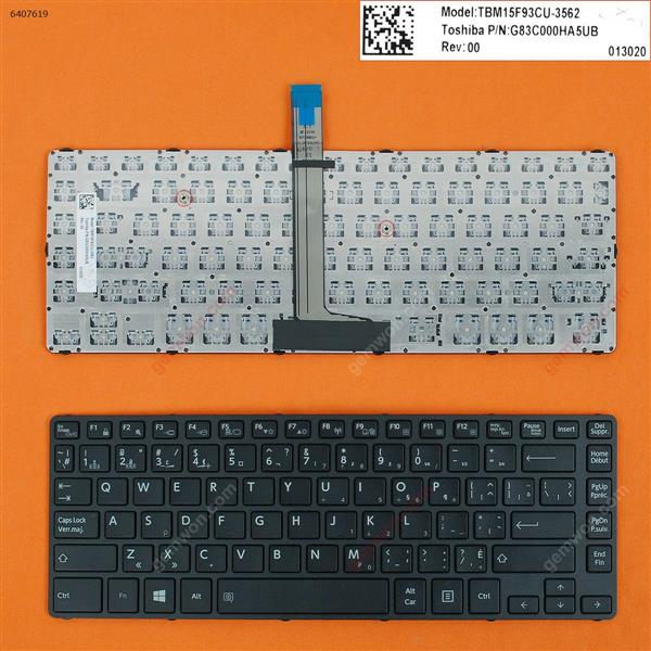 Toshiba Tecra A40-C A40-C1430 A40-C1440 A40-C-18R BLACK FRAME BLACK WIN8 CA/CF N/A Laptop Keyboard (OEM-B)