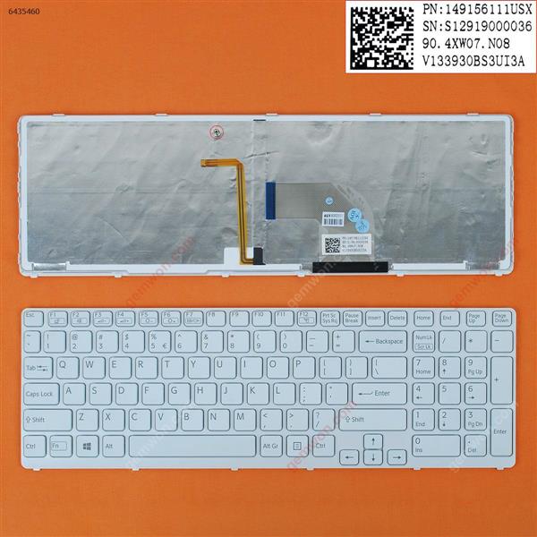 SONY SVE17 WHITE FRAME WHITE(Backlit,WIN8) US N/A Laptop Keyboard (OEM-B)
