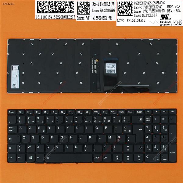 LENOVO Ideapad 310-15 BLACK win8(Backlit,Without FRAME) FR V155220BK1 Laptop Keyboard (OEM-B)