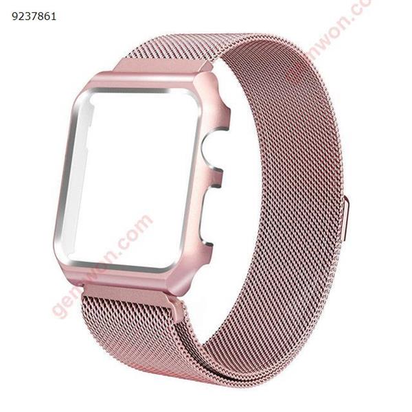 Apple watch smart watch Milanese magnetic watch strap stainless steel frame (Pink - 38 mm) Smart Wear 42MM