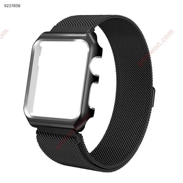 Apple watch smart watch Milanese magnetic watch strap stainless steel frame (black - 42 mm) Smart Wear 42MM
