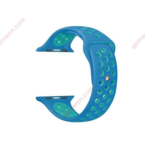For Apple Watch Band 42mm, Soft Silicone Replacement Band for Apple Watch Series 3, Series 2, Series 1, Sport , Edition, M/L Size ( Blue/Gamma Blue ) Smart Wear M/L