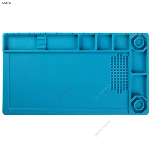 Silicone Solder Mat, Magnetic Heat Insulation Work Mat, with Tools Parts Organizer Electronics Repair Mat for Soldering Iron, Heat Gun, Phone and Computer Repair 15''x8.3'' Blue Repair Tools N/A