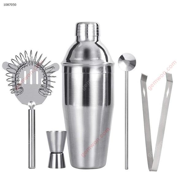 Stainless steel cocktail shaker set with double jig built-in filter