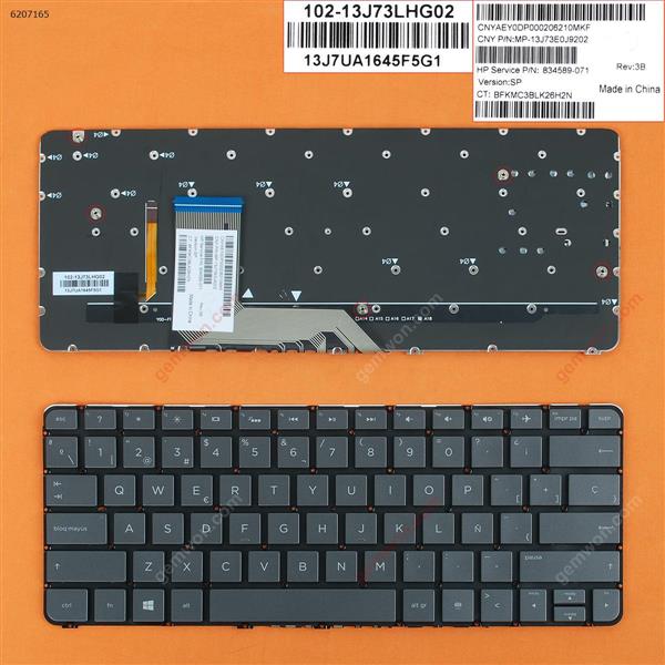 HP Spectre x360 13-4000 13-4100 13-4200 Gray(Without FRAME Backlit WIN8) SP N/A Laptop Keyboard (OEM-B)