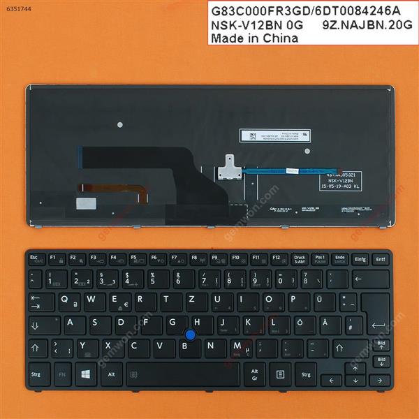 Toshiba Portege Z20T-B Z20T-B2110 Z20T-B2111 Z20T-B2112 BLACK FRAME BLACK(Backlit,For Win8,With Point stick) GR N/A Laptop Keyboard (OEM-B)