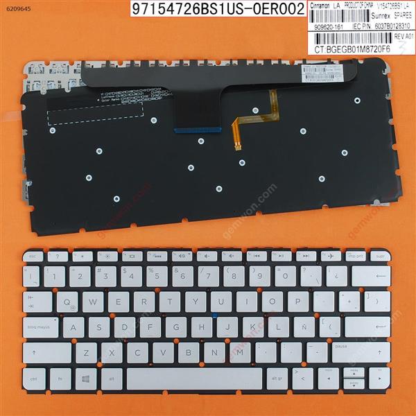 HP 13-ab001ne 13-ab000nj 13-ab001nj 13-ab001nv SILVER(Backlit,Without FRAME,Win8) LA N/A Laptop Keyboard (OEM-B)