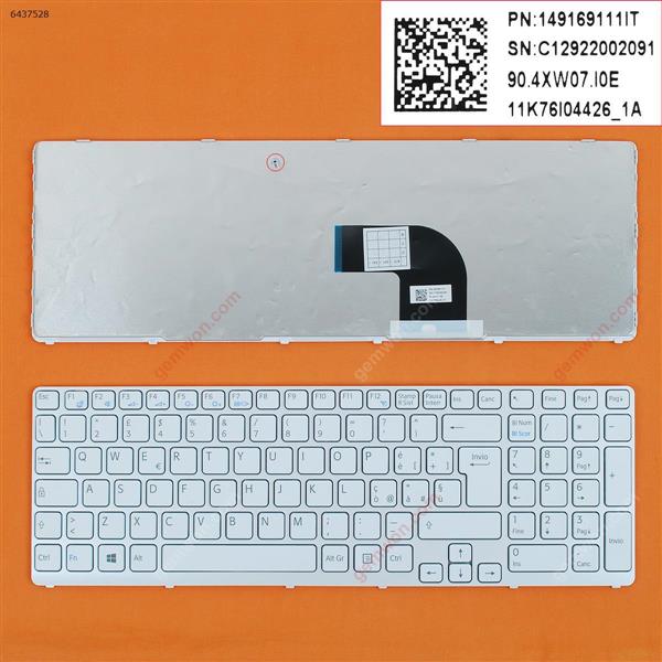 SONY SVE17 WHITE FRAME WHITE WIN8 IT N/A Laptop Keyboard (OEM-B)
