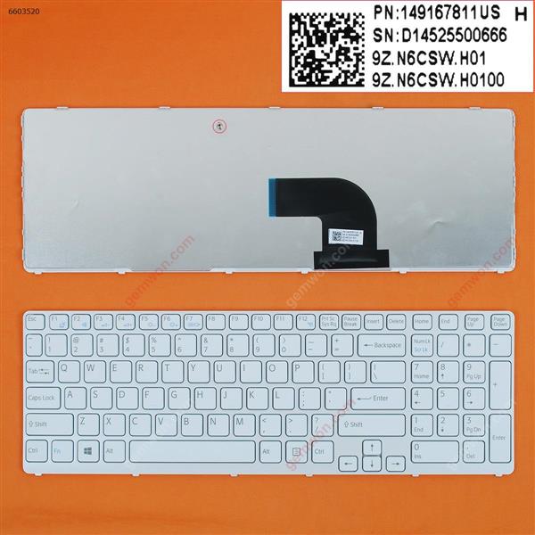 SONY SVE17 WHITE FRAME WHITE WIN8 US N/A Laptop Keyboard (OEM-B)