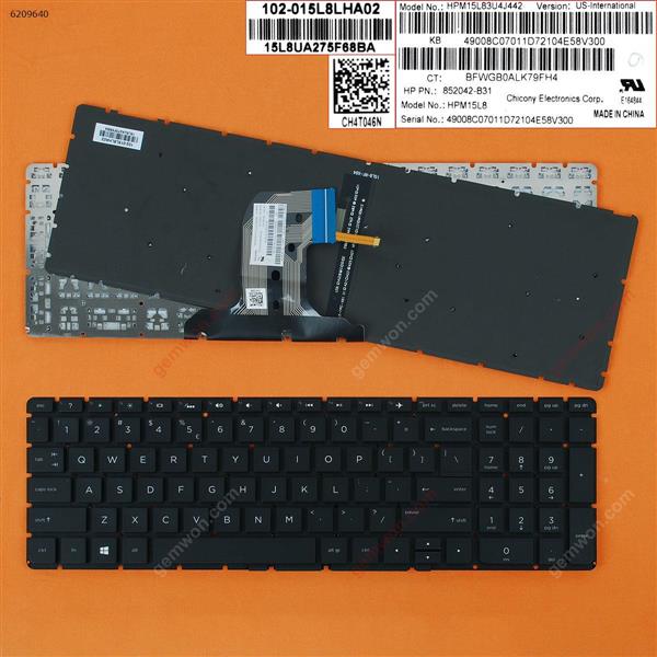 HP Pavilion 15-AC 15-AF 250 G4 255 G4 BLACK (Backlit,Without FRAME,Win8) US V151830AK3 Laptop Keyboard (OEM-B)